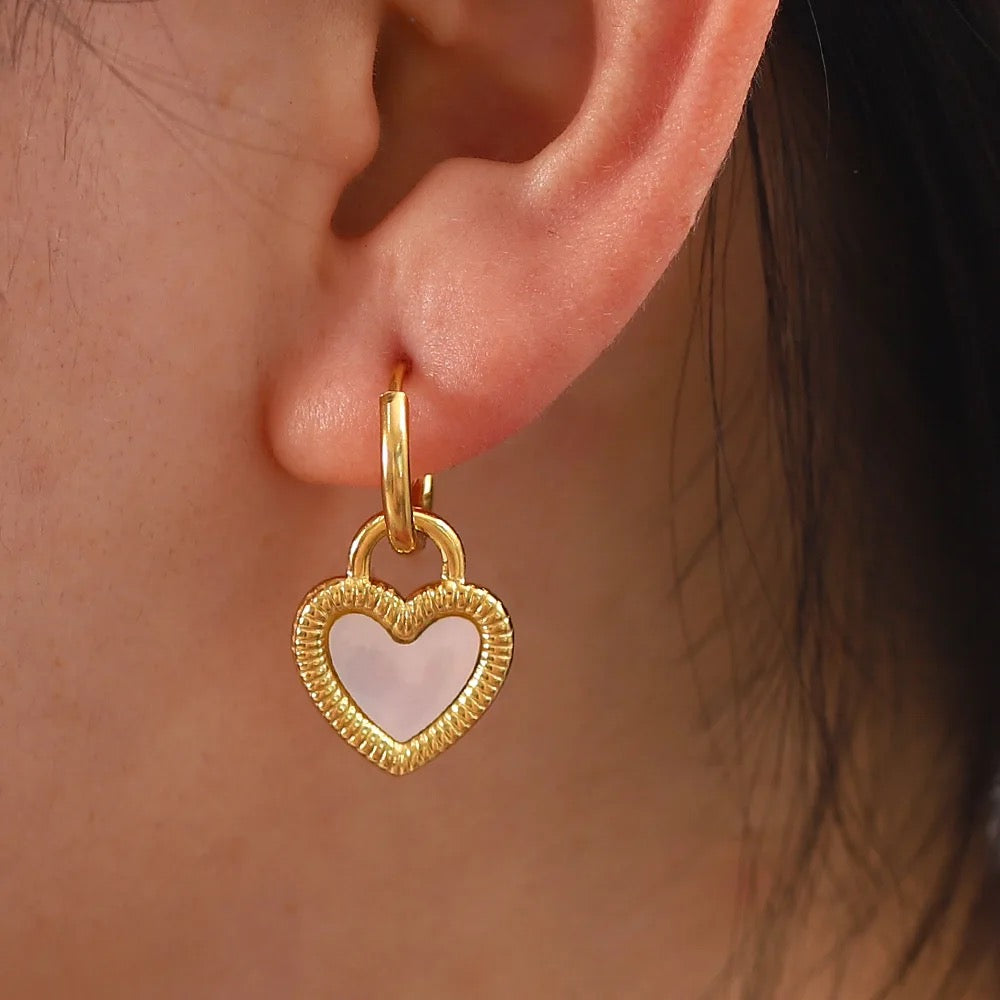 Mother of Pearl Heart Earrings