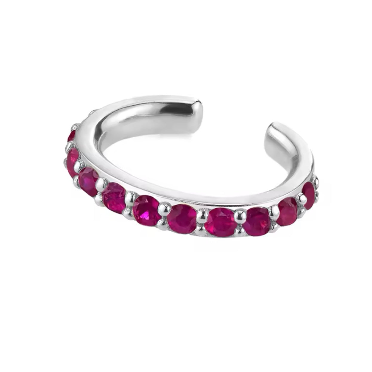 Ruby Cz Ear Cuff Silver