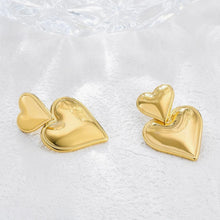 Load image into Gallery viewer, Double Heart Earrings Gold
