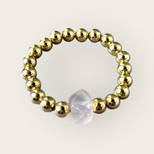 Load image into Gallery viewer, 8mm Rose Quartz Gold Ball Bracelet

