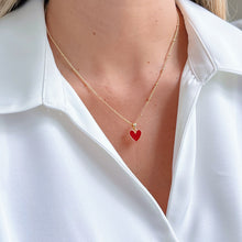 Load image into Gallery viewer, Red Heart Necklace with gold-plated chain, handcrafted, limited edition
