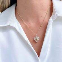 Load image into Gallery viewer, Two-Tone Cz Heart Necklace with a heart-shaped pendant encircled by cubic zirconia, perfect for elegant and timeless style.
