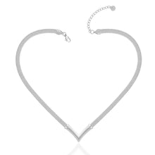 Load image into Gallery viewer, Silver Elegant V-Shaped Choker Necklace with a flat snake chain in gold, hypoallergenic
