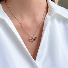 Load image into Gallery viewer, Handcrafted Dragonfly Necklace with a symbolic charm representing transformation, hope, and self-realization. Limited edition jewelry.
