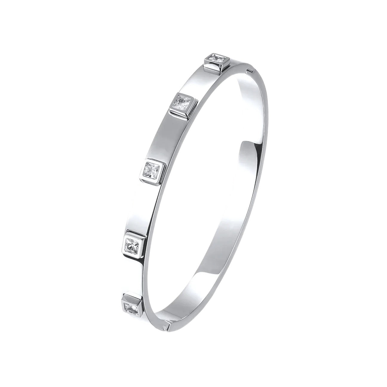 Square Cz Silver Bangle