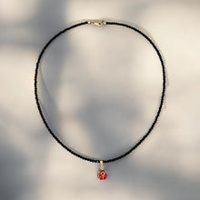 Load image into Gallery viewer, Carry Good Luck with You – Black Spinel Necklace with 14K Solid Gold Ladybug
