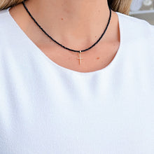 Load image into Gallery viewer, Faith &amp; Protection - Black Spinel Necklace with 14K Solid Gold Cross
