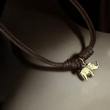 Load image into Gallery viewer, Symbol of Strength &amp; Luck - 14k Solid Gold Elephant Cord Necklace
