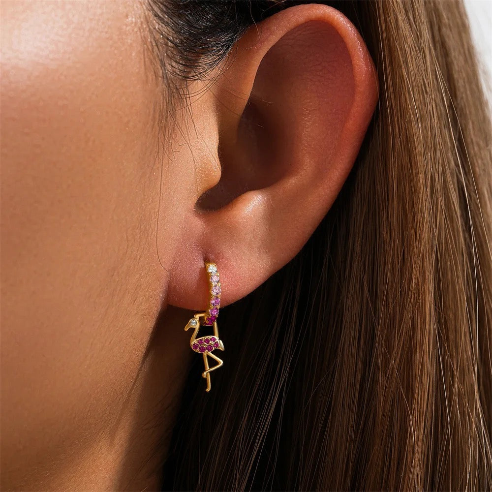 Flamingo Hoop Earrings