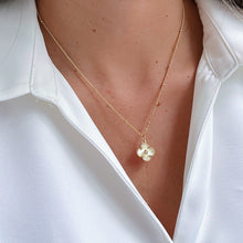 Load image into Gallery viewer, Handcrafted Clover Necklace featuring a four-leaf clover charm symbolizing luck, positivity, and fortune. Elegant and meaningful jewelry.
