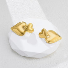 Load image into Gallery viewer, Double Heart Earrings Gold
