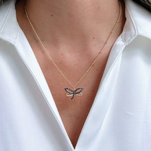 Load image into Gallery viewer, Handcrafted Dragonfly Necklace with a symbolic charm representing transformation, hope, and self-realization. Limited edition jewelry.
