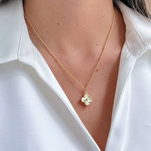 Load image into Gallery viewer, Handcrafted Clover Necklace featuring a four-leaf clover charm symbolizing luck, positivity, and fortune. Elegant and meaningful jewelry.
