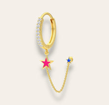 Load image into Gallery viewer, Double Star Hoop Earring Gold
