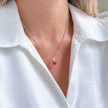 Load image into Gallery viewer, Red Heart Necklace with gold-plated chain, handcrafted, limited edition
