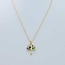 Load image into Gallery viewer, Emerald Cz Mushroom Pendant Necklace
