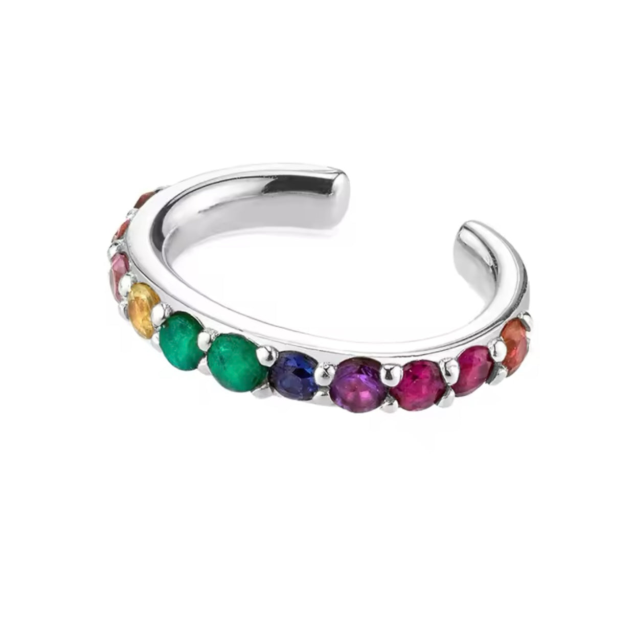 Colorful Cz Ear Cuff Silver