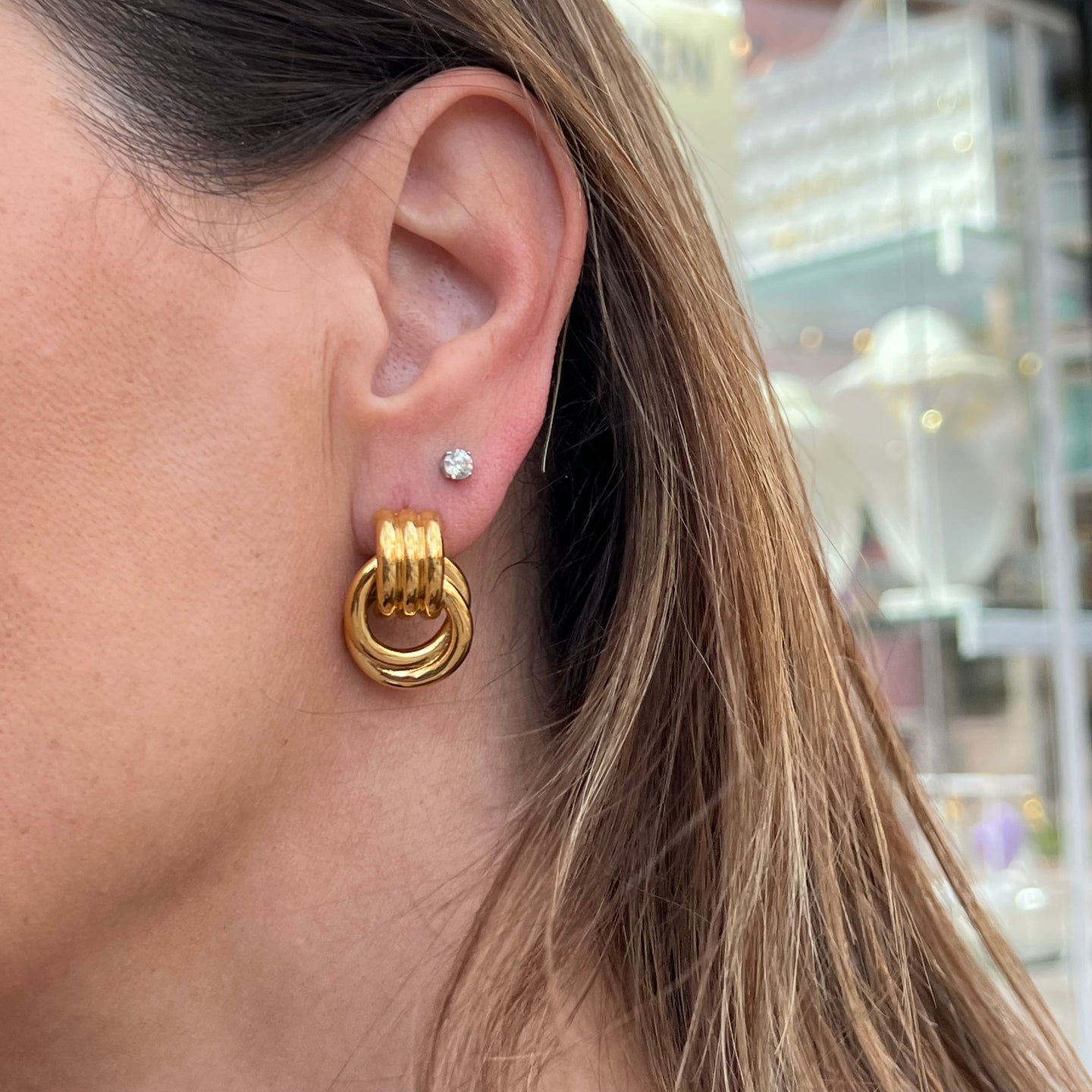 Gold Knot Circle Earrings