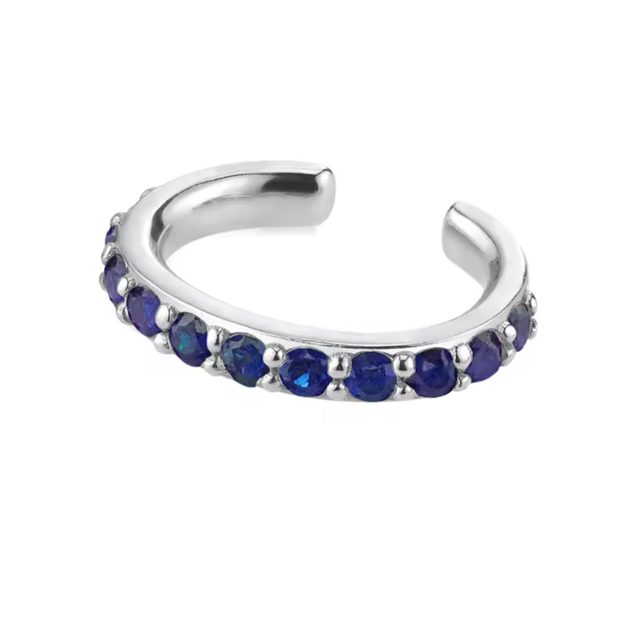 Sapphire Cz Ear Cuff Silver