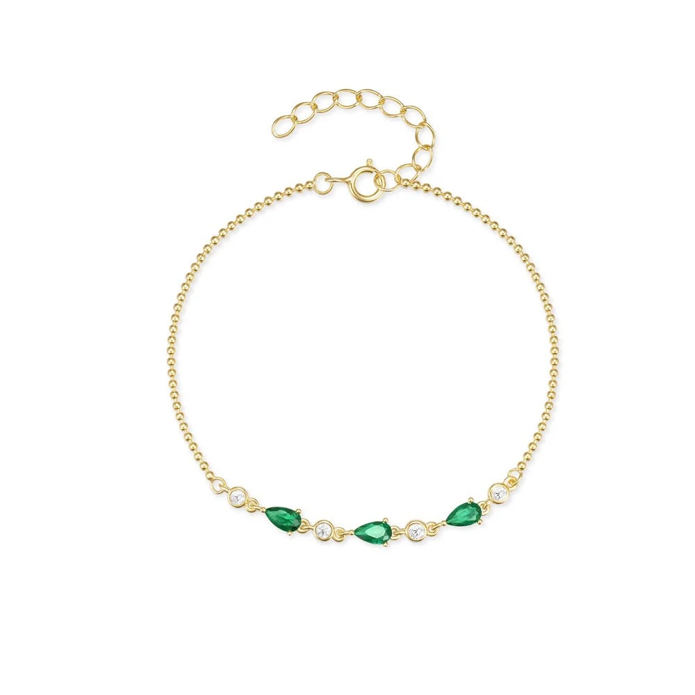 Emerald Cz Chain Bracelet