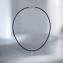 Load image into Gallery viewer, Faith &amp; Protection - Black Spinel Necklace with 14K Solid Gold Cross
