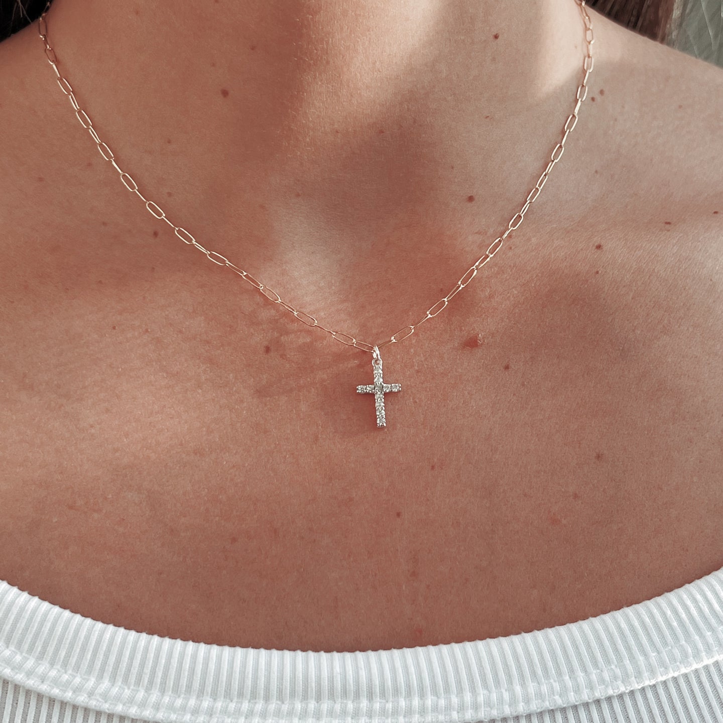 Silver Cross Gold Chain Necklace