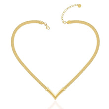 Load image into Gallery viewer, Gold Flat Snake Chain V-Shaped Choker Necklace, tarnish-free and waterproof
