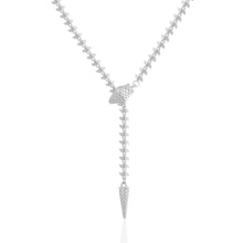 Load image into Gallery viewer, Close-up of sleek Lariat Snake Chain Necklace Silver, durable and timeless design
