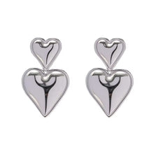 Load image into Gallery viewer, Double Heart Earrings Silver
