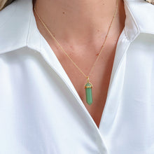 Load image into Gallery viewer, Green Quartz Pendulum Necklace featuring a green quartz pendant in a minimalist pendulum design, promoting healing energy and emotional balance.
