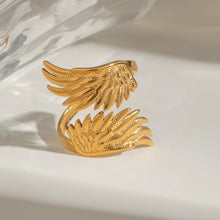 Load image into Gallery viewer, Gold adjustable ring with double wing design
