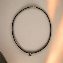 Load image into Gallery viewer, Warding Off Negativity - Black Spinel Necklace with 14K Solid Gold Evil Eye
