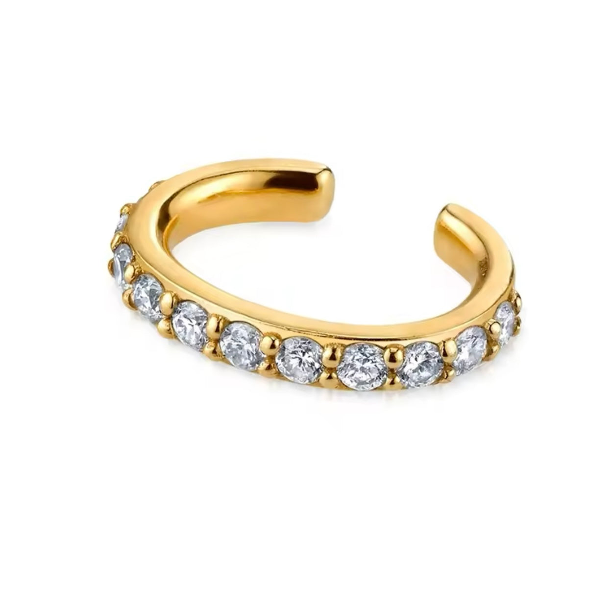 Clear Cz Ear Cuff Gold - 925 Sterling Silver - Fine Jewelry 