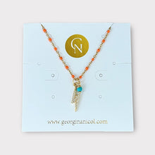 Load image into Gallery viewer, Cz Lightning Bolt Orange Beaded Necklace
