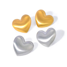 Load image into Gallery viewer, Heart Shaped Earrings in 18k gold plating, a timeless symbol of love
