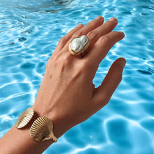 Load image into Gallery viewer, Gold Seashell Open Cuff Bracelet Adjustable Tarnish Free Waterproof 
