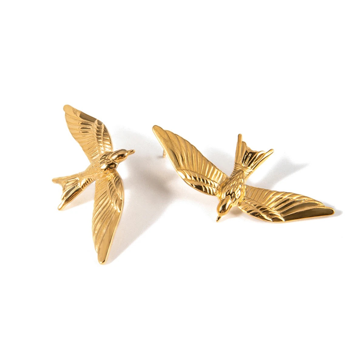 Seagull Stud Earrings Gold Lightweight Tarnish Free Waterproof 