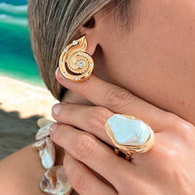 Load image into Gallery viewer, Cz Seashell Earrings Gold Tarnish Free Summer Jewelry 2024 
